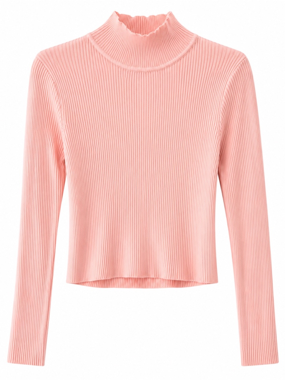 Ardene Pastel Pink Ribbed Mock Neck Crop Sweater S